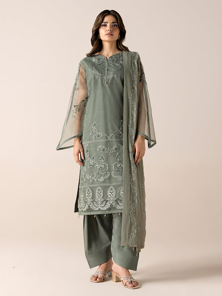 Aurapret-06 | 3 Piece Embroidered Organza Suit
