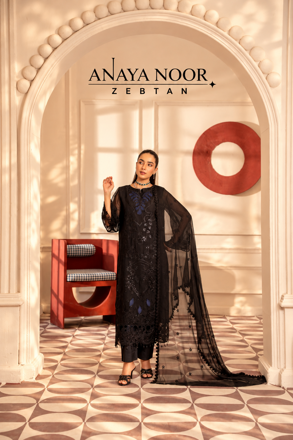 Anaya Noor by Zebtan Vol. 4 – AN 10 | Embroidered Weightless Chiffon 3-Piece Suit