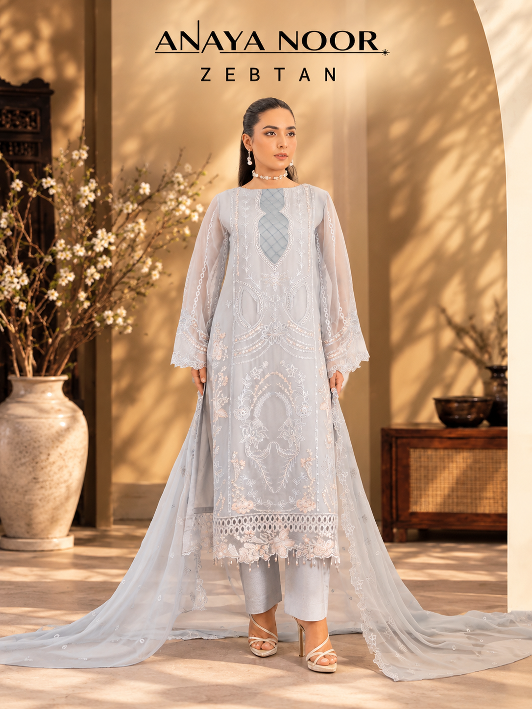 Anaya Noor by Zebtan Vol. 4 – AN 01 | Embroidered Weightless Chiffon 3-Piece Suit
