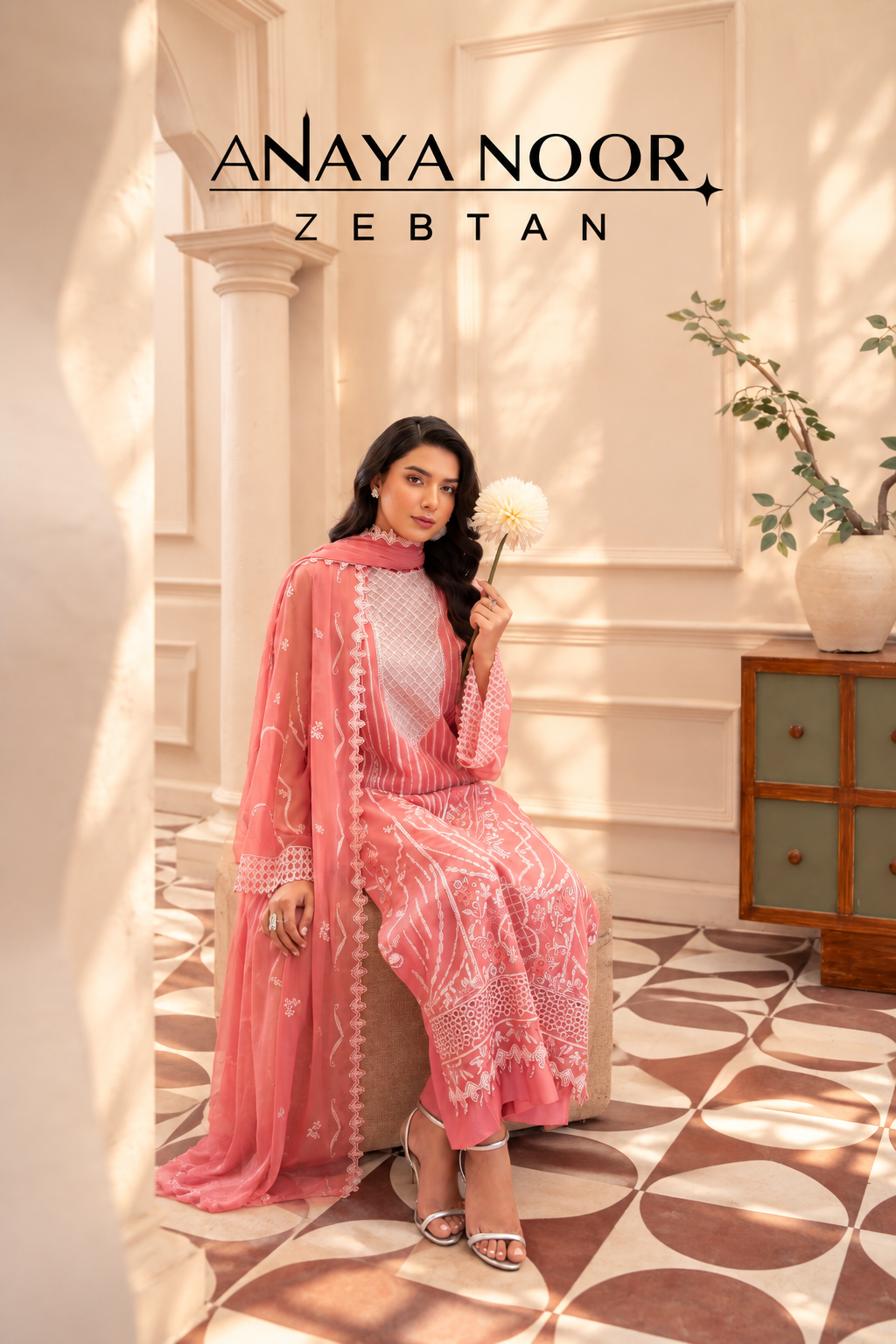 Anaya Noor by Zebtan Vol. 4 – AN 08 | Embroidered Weightless Chiffon 3-Piece Suit