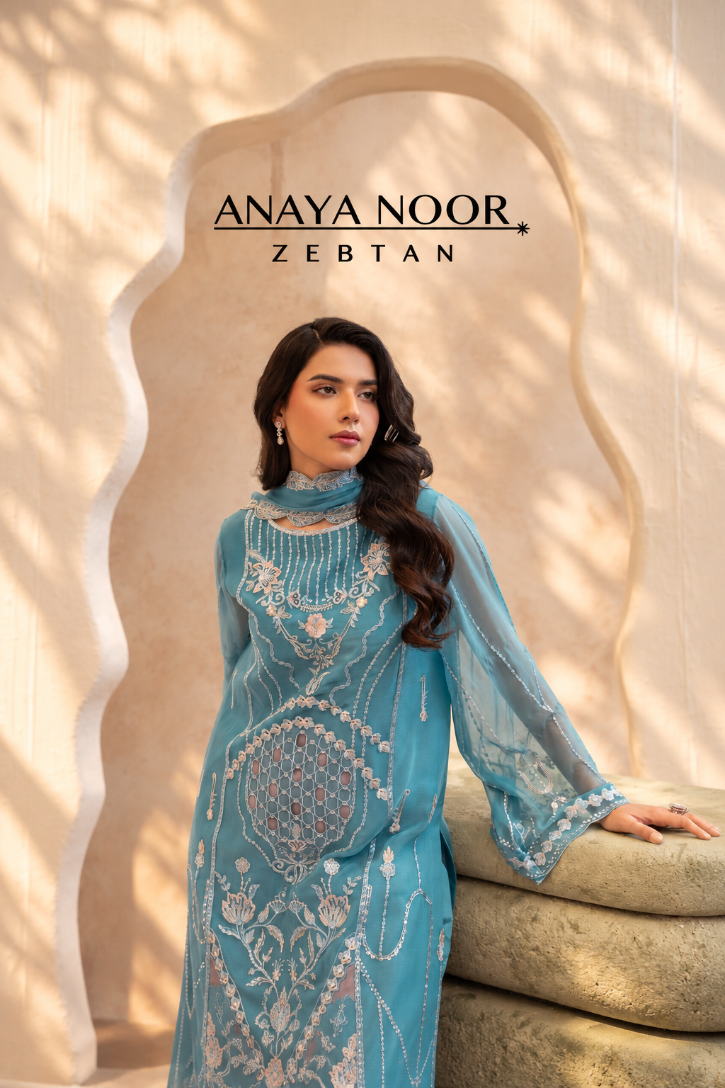 Anaya Noor by Zebtan Vol. 4 – AN 03 | Embroidered Weightless Chiffon 3-Piece Suit