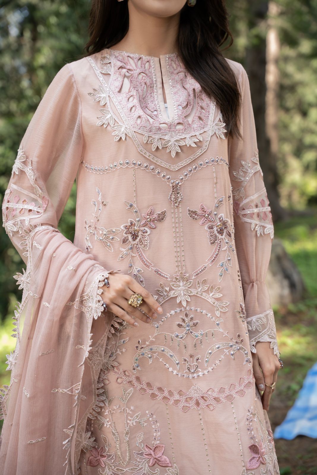 Aura by Zebtan – AR-5 | Embroidered Weightless Chiffon 3-Piece Suit
