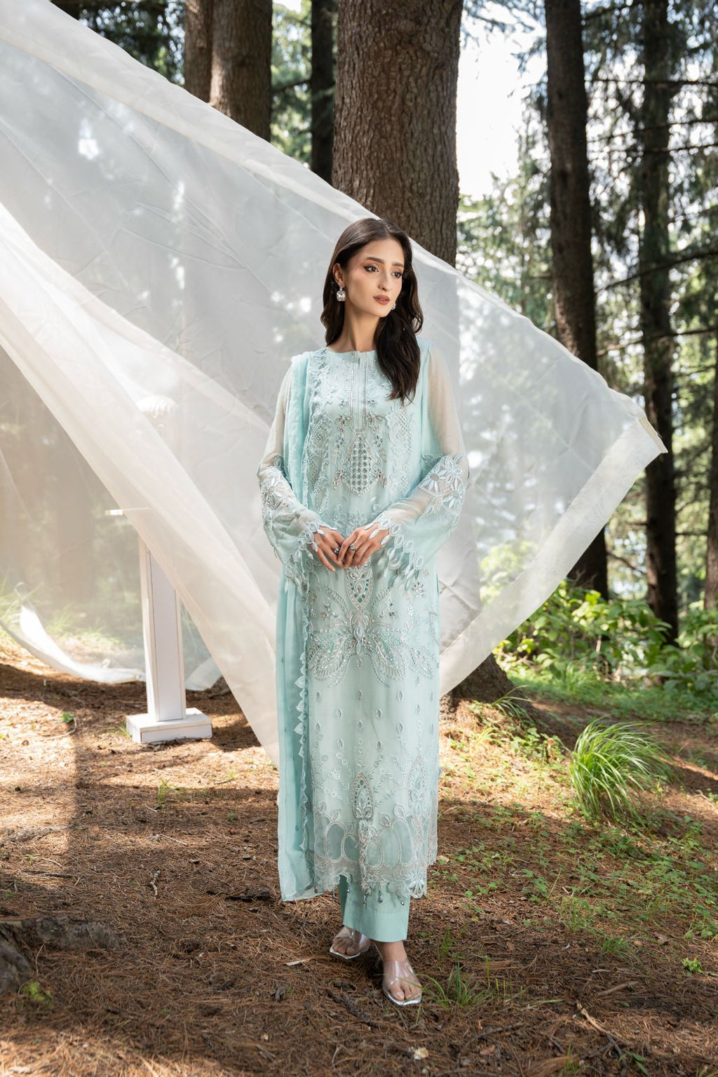 Aura by Zebtan – AR-7 | Embroidered Weightless Chiffon 3-Piece Suit