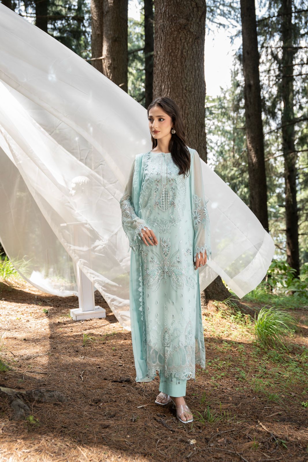 Aura by Zebtan – AR-7 | Embroidered Weightless Chiffon 3-Piece Suit