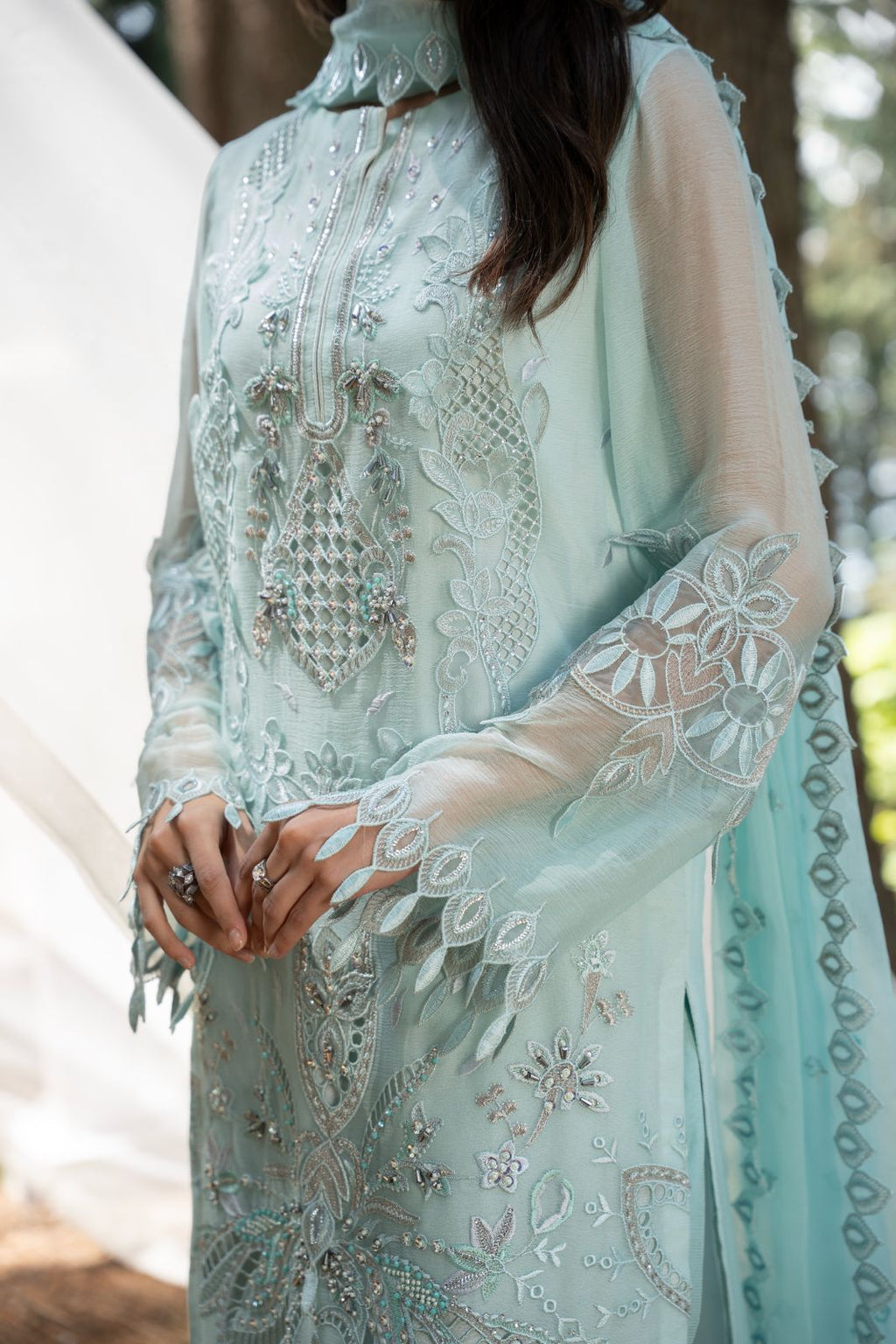 Aura by Zebtan – AR-7 | Embroidered Weightless Chiffon 3-Piece Suit