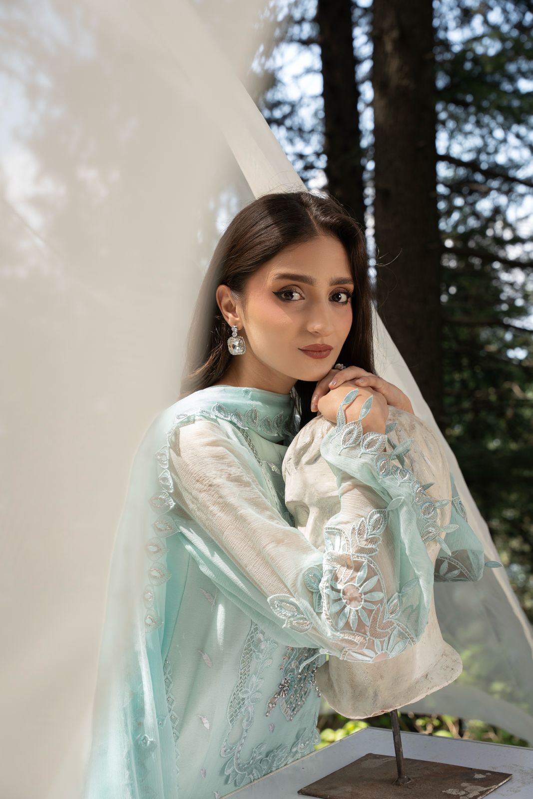 Aura by Zebtan – AR-7 | Embroidered Weightless Chiffon 3-Piece Suit