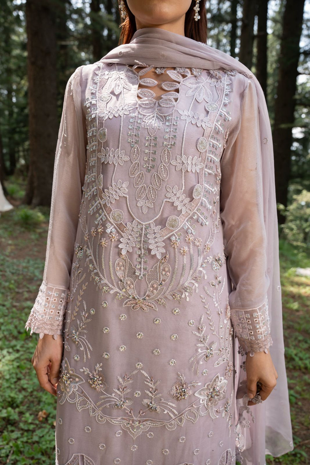 Aura by Zebtan – AR-8 | Embroidered Weightless Chiffon 3-Piece Suit