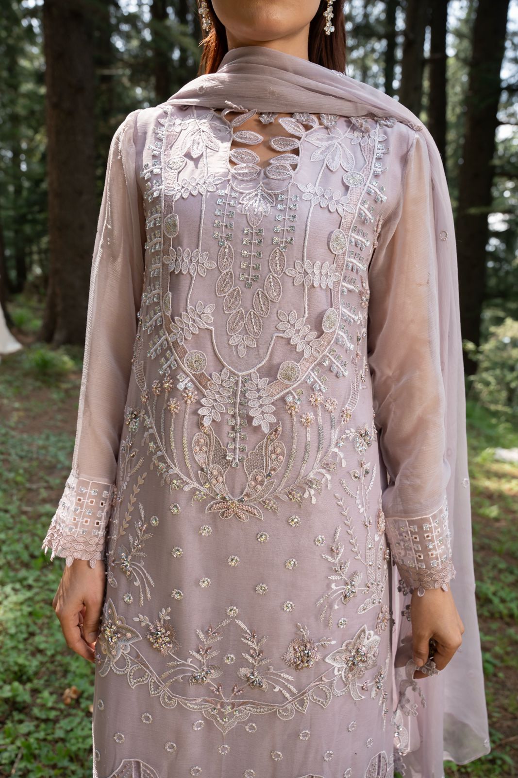 Aura by Zebtan – AR-8 | Embroidered Weightless Chiffon 3-Piece Suit